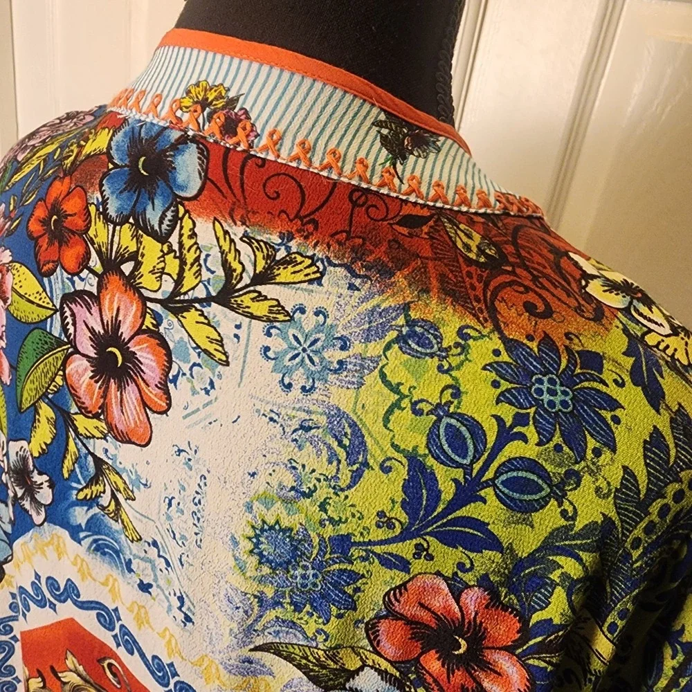 John Mark M Womens Boho Floral Embroidered Kimono Tunic Tassel Festival Concert - Picture 5 of 16